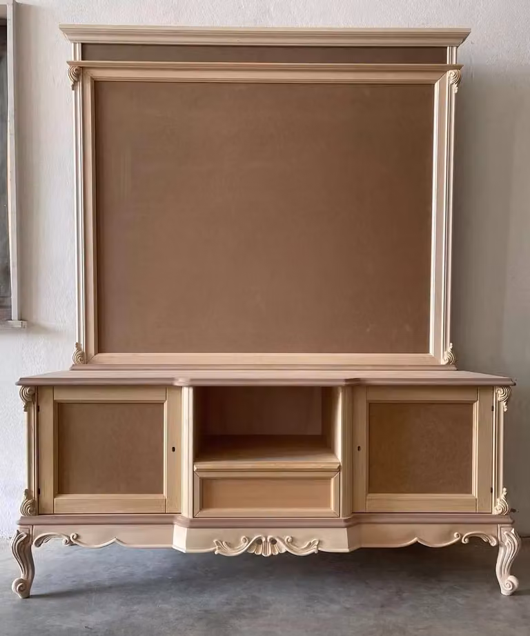 Porta TV con pannello in legno di faggio stile barocco classico Mobili 2G L: 174 cm, P: 60 cm, H: 189 cm
