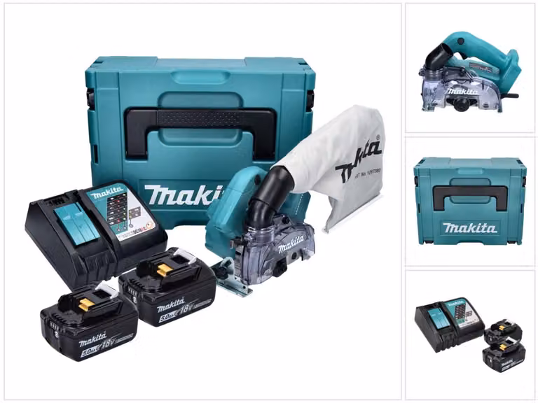 Makita DCC 500 RT Sega circolare diamantata a batteria 18 V - 125 mm - Brushless + 2x Batterie 5,0 Ah + Caricabatterie + Makpac