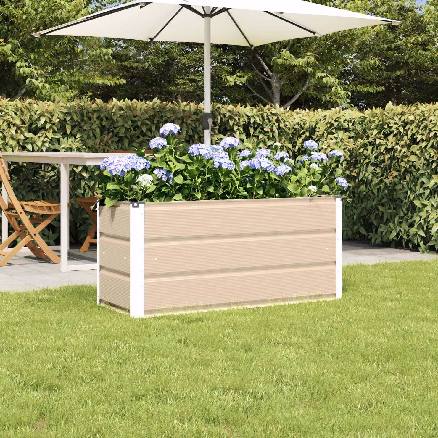 Fioriera vidaXL in acciaio e plastica, colore beige/bianco, L 100 x P 40 x H 45 cm