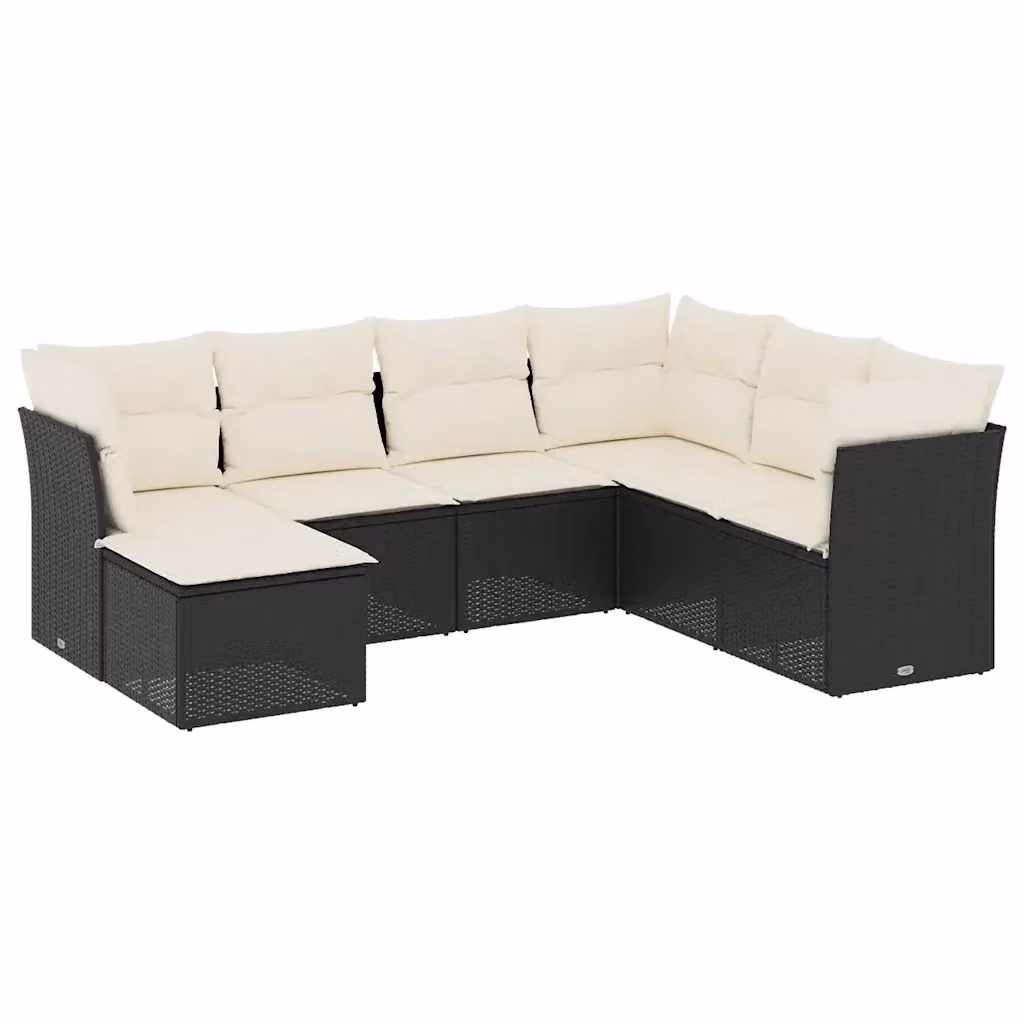 vidaXL Set Divani da Giardino a L con Cuscini 7pz in Polyrattan Nero – 2