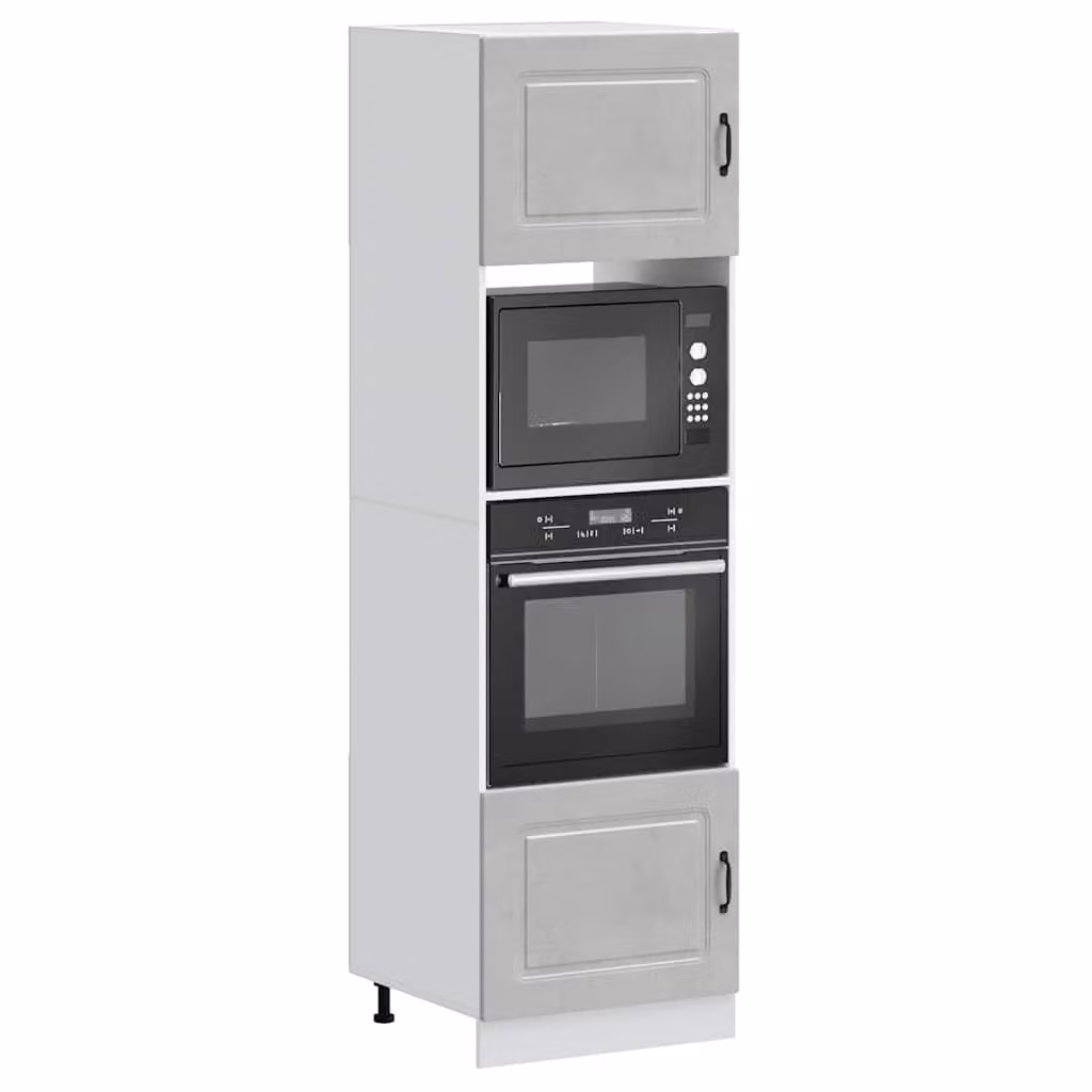 Set di 2 armadi per elettrodomestici vidaXL Kalmar in legno multistrato e MDF, colore grigio cemento opaco