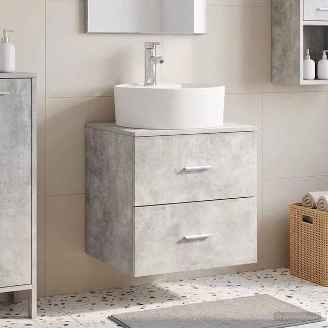 Mobile Lavabo da Parete Moderno vidaXL Grigio Opaco L/P/H: 49,5 x 44,5 x 65 cm – 1