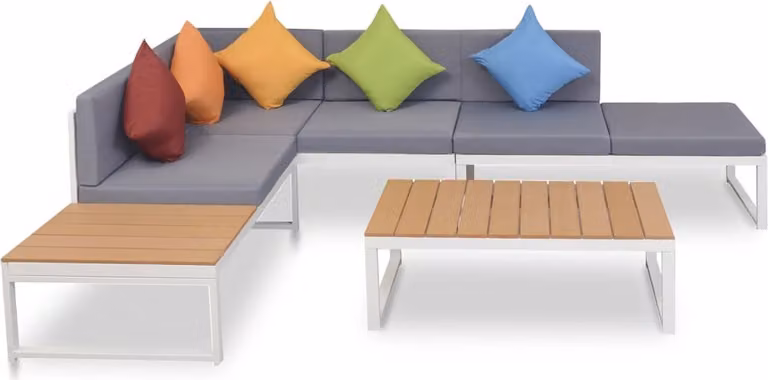 Maison Exclusive - Set da giardino 4 pezzi con cuscini in alluminio e WPC