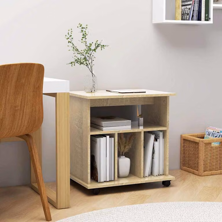 Mobiletto con Ruote vidaXL in Legno Multistrato Rovere Sonoma, L: 60 cm, P: 45 cm, H: 60 cm