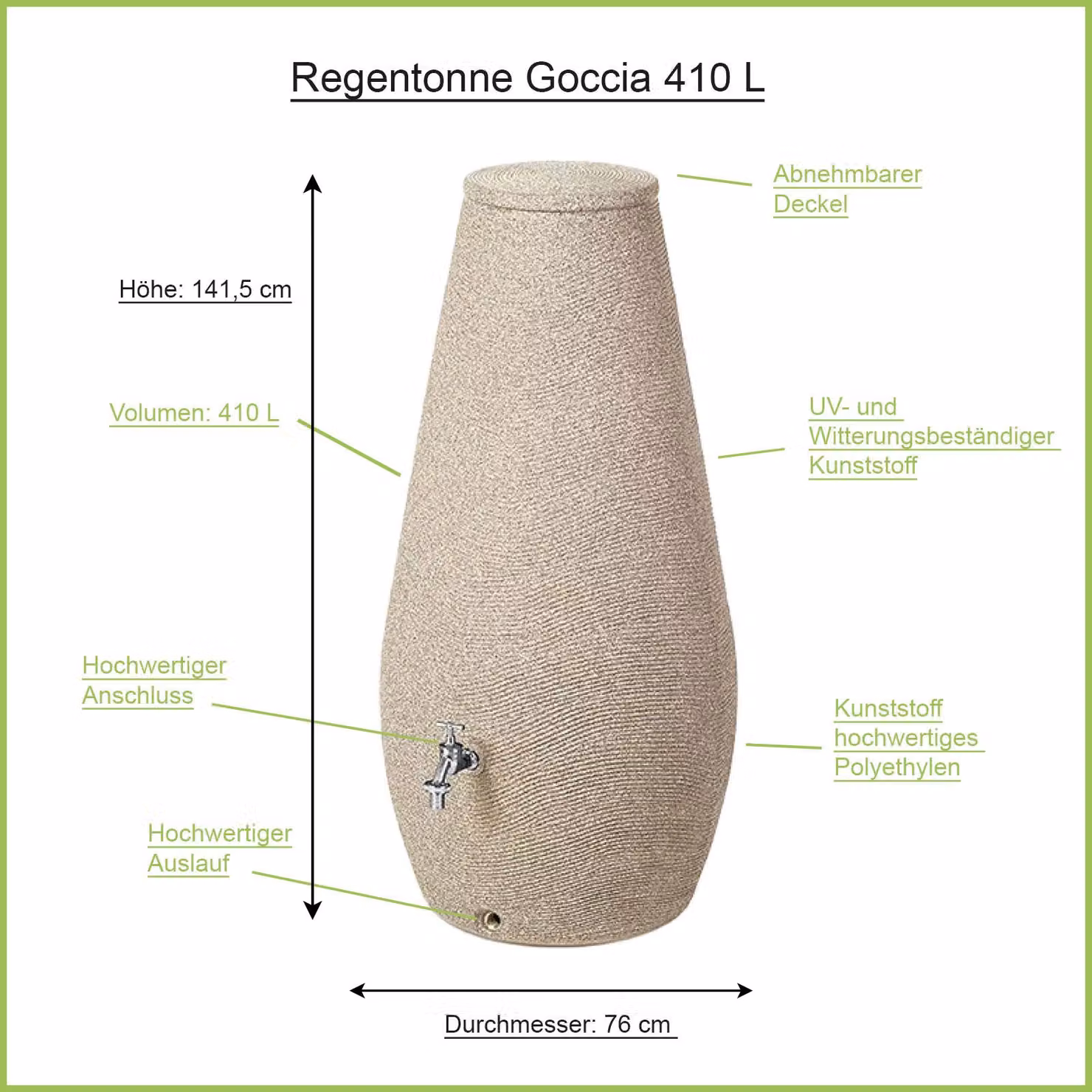 Barile per pioggia in pietra arenaria GOCCIA 410 litri