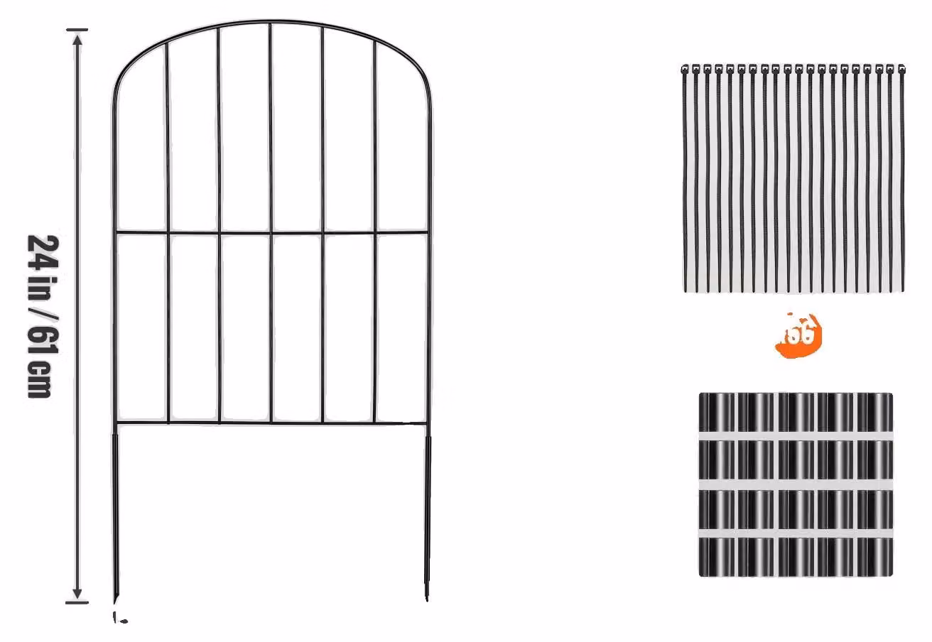 Recinzione da giardino, struttura in metallo, installazione semplice, dimensioni 61x33 cm, confezione da 28 pezzi