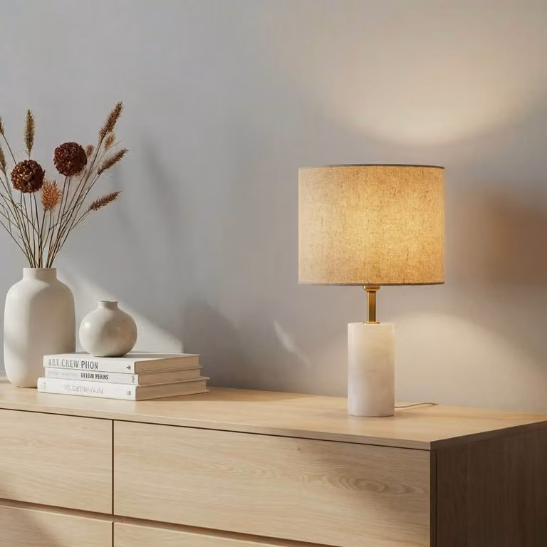 Lampada da tavolo Alabaster Lindby, Crema / Ambra, Soggiorno / Sala da pranzo, Tessuto / Stoffa / Seta, Scandinavo, Lampada da tavolo