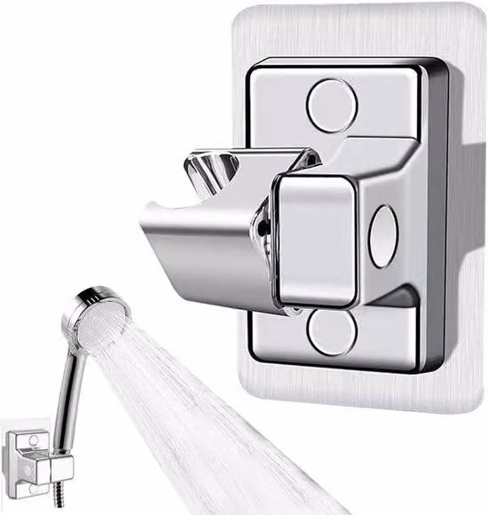 Supporto per soffione doccia orientabile a 360 gradi in plastica ABS, autoadesivo