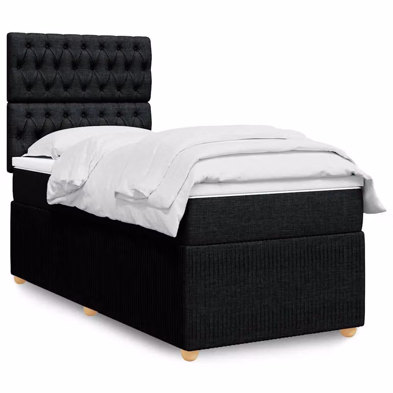 vidaXL Giroletto a Molle Ibrido con Materasso in Tessuto Nero e Bianco L/P/H: 100 x 200 cm