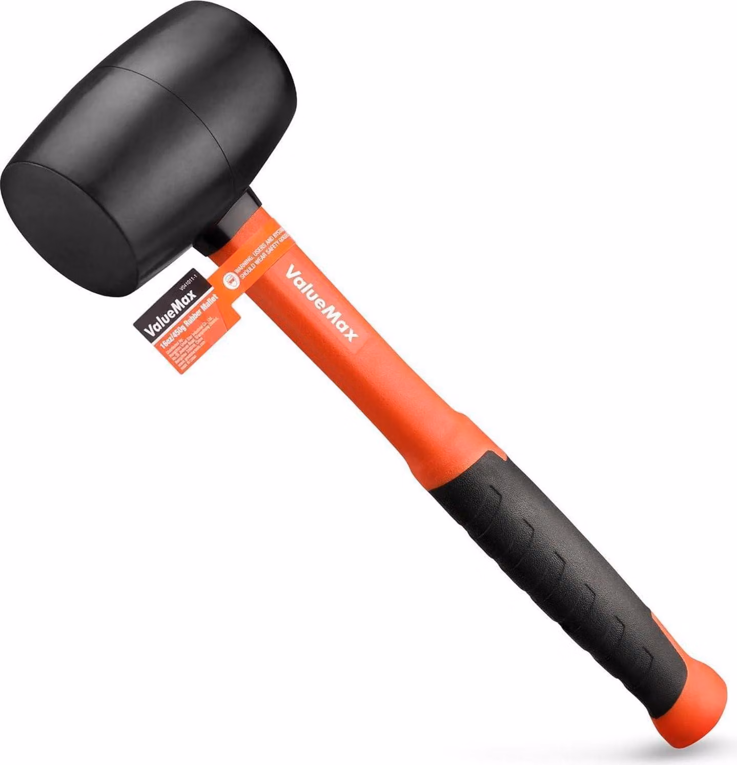 Mazzuola in gomma Manico in fibra di vetro Testa in gomma Impugnatura ergonomica 450g Nero - ValueMax