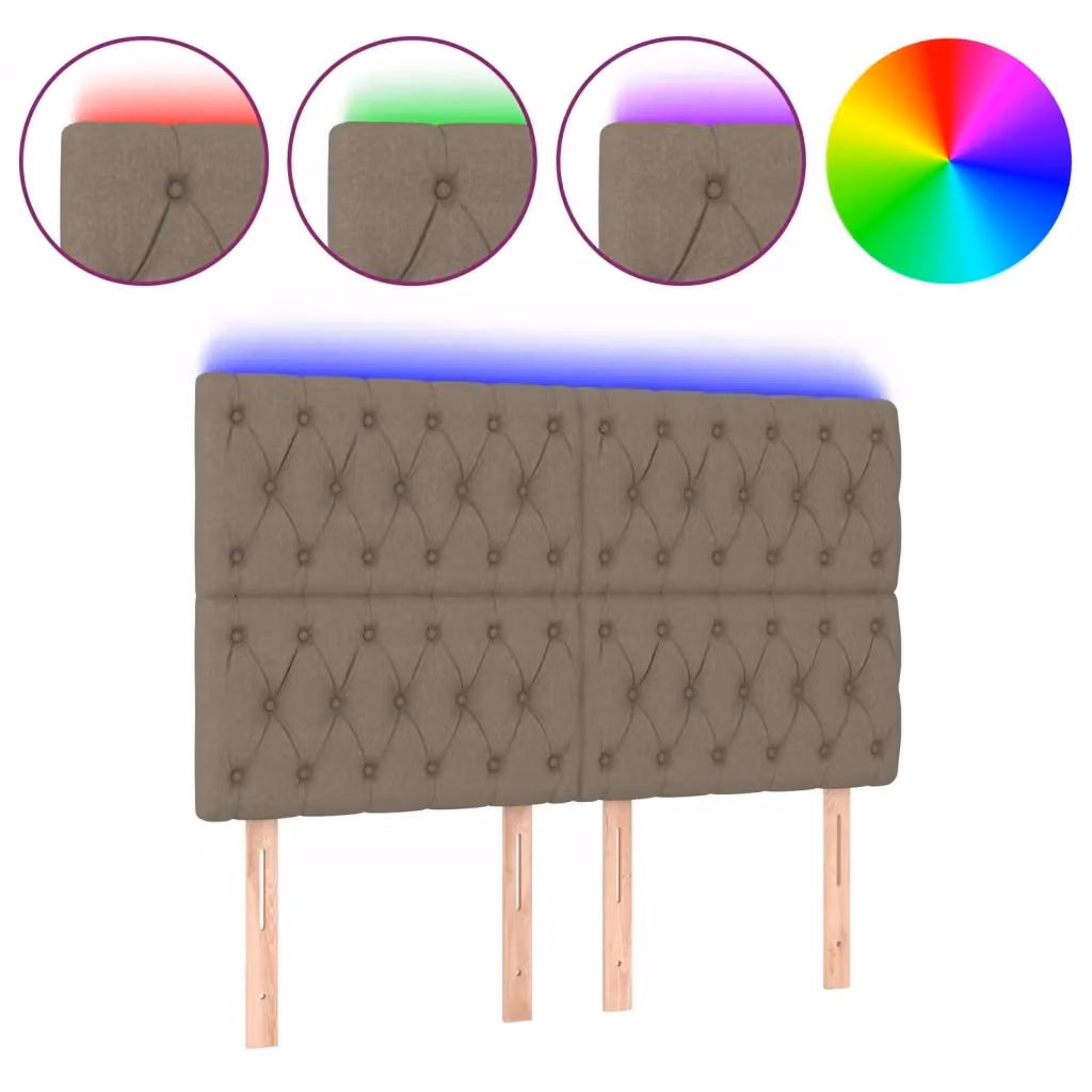 Testiera per letto con illuminazione LED e porta USB vidaXL in tessuto beige, L: 160 cm, P: 7 cm, H: 118-128 cm – 2