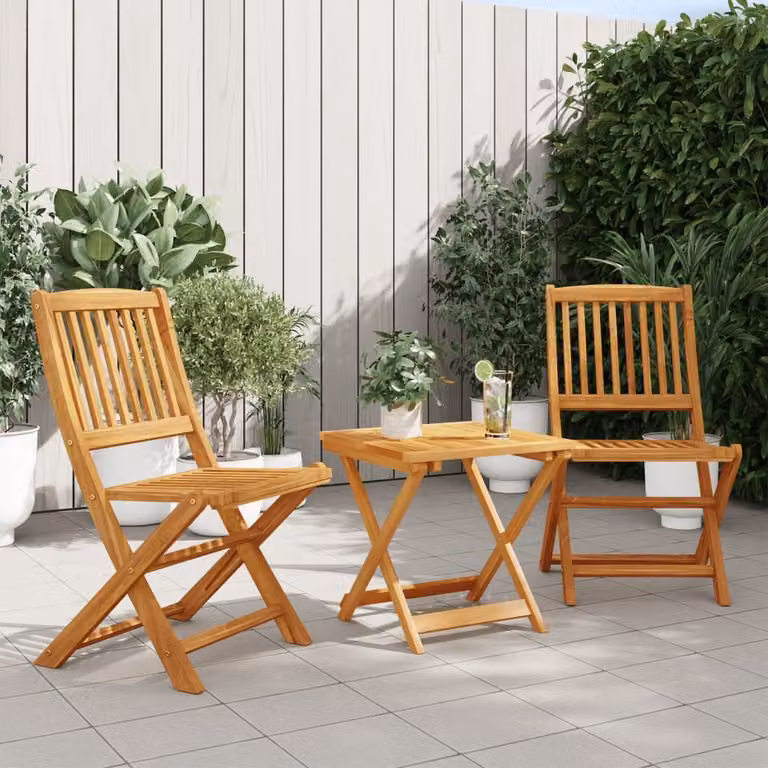 Maison Exclusive - Set da pranzo da giardino pieghevole in legno massello di acacia, 3 pezzi