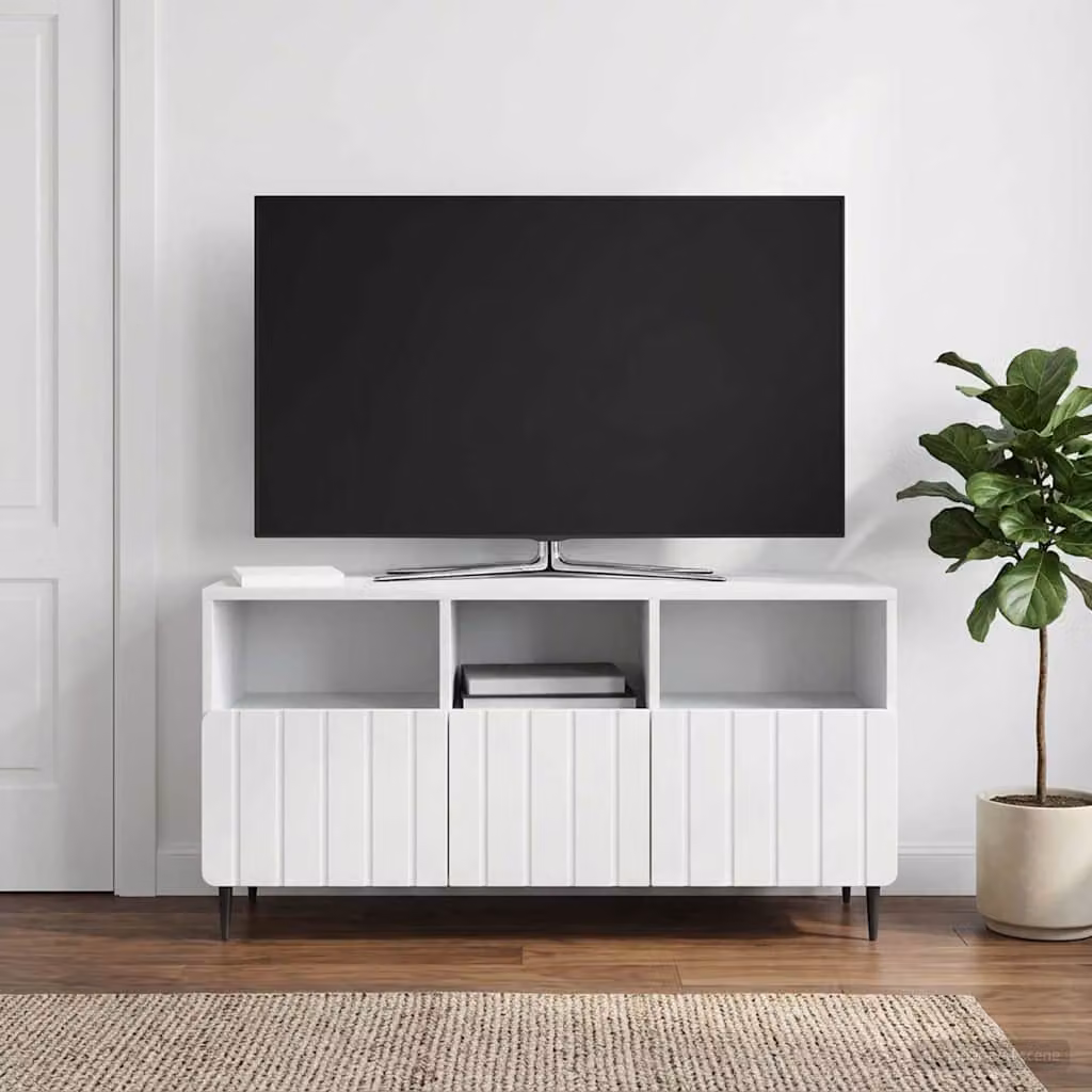 Mobile TV vidaXL Bianco Moderno in Legno e Metallo L 102 cm x P 34,5 cm x H 50 cm