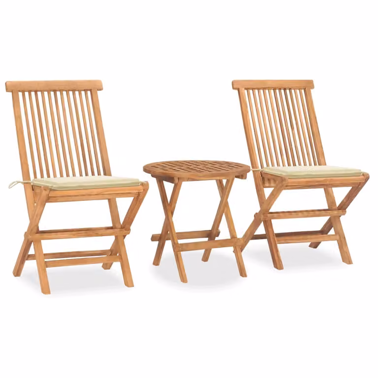 Maison Exclusive - Set da pranzo da giardino 3 pezzi con cuscini Pieghevole Legno massello di teak