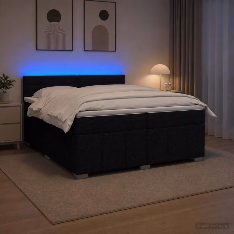 Maison Exclusive - Letto boxspring con materasso nero 200 x 200 cm Tessuto