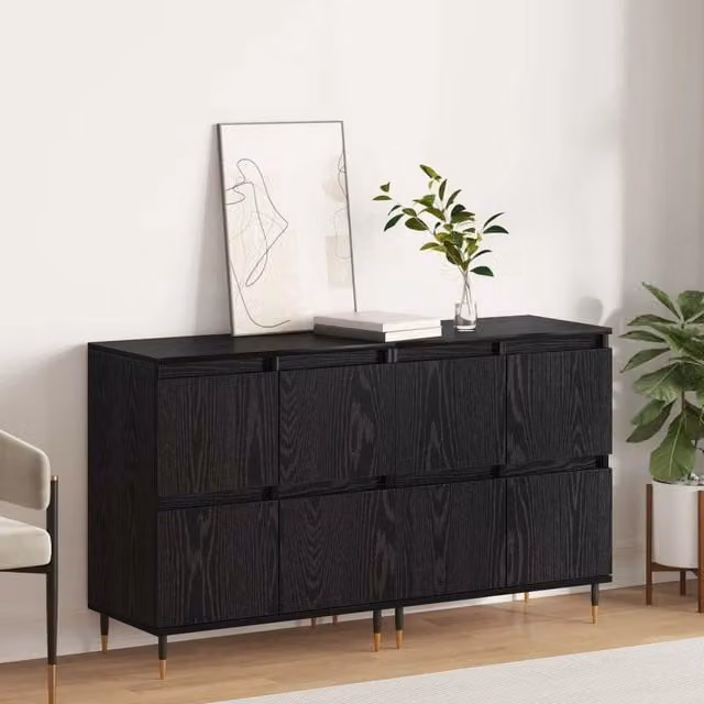 Armadio moderno vidaXL in legno con ante a battente, colore nero e rovere, L: 60 cm, P: 35 cm, H: 70 cm – 1