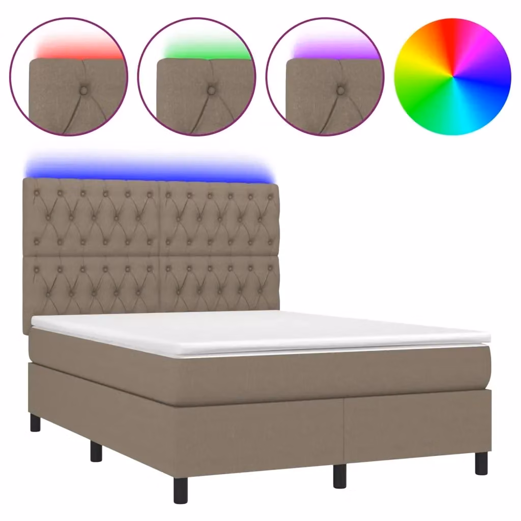 Letto a molle con materasso vidaXL in tessuto con illuminazione LED e porta USB, L/P/H: 144 x 200 x 128 cm – 2