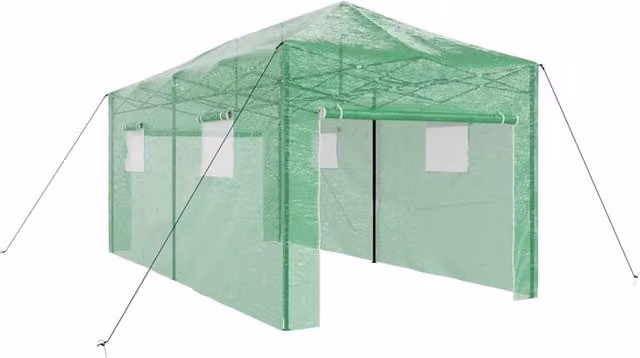 Serra da giardino moderna e pieghevole HELLOSHOP26 in ferro verde L: 580 cm, P: 290 cm, H: 315 cm