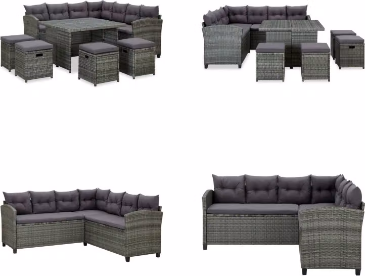 vidaXL set salotto da giardino 6 pezzi con cuscini in poly rattan grigio - Set di divani da giardino - Set di divani da giardino - Set di mobili da giardino - Set di mobili da giardino