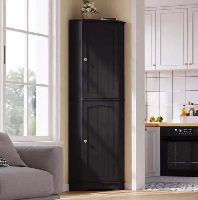 Mobile angolare in MDF con 2 ante e ripiani regolabili, 42x42x166 cm per cucina e soggiorno