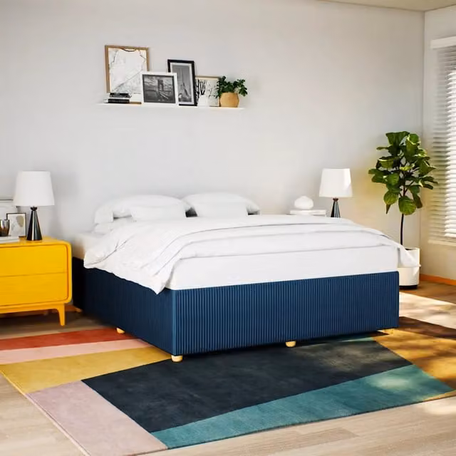 Giroletto vidaXL in tessuto blu con struttura in legno e doghe fisse L/P: 180 x 200 cm