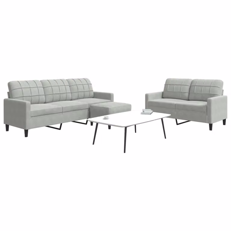 Maison Exclusive - Set divano a 3 posti con cuscini in velluto grigio chiaro