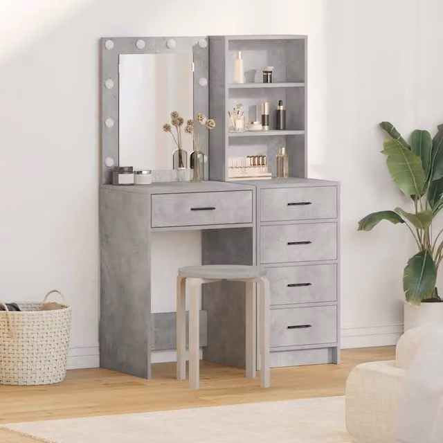 Tavolo da Trucco 2 pz Grigio 50 x 41 x 135 cm 3334203