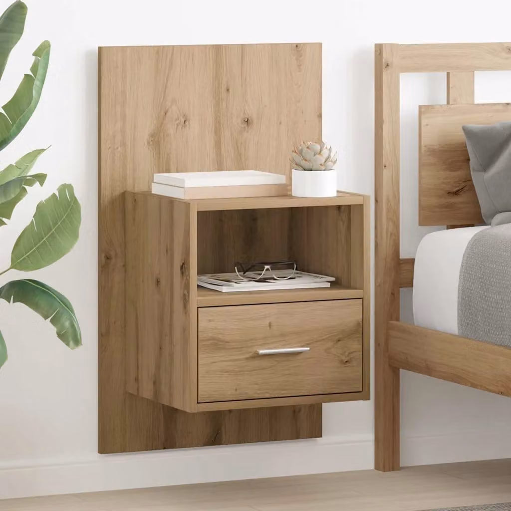 Set di 2 Armadi da Notte vidaXL in Rovere Rustico, L 50 cm x P 32.5 cm x H 80 cm