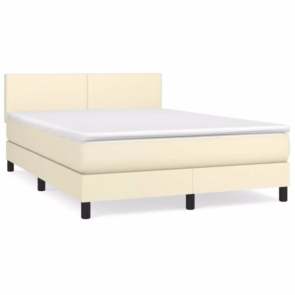Letto con Giroletto a Molle e Materasso Ibrido vidaXL in Similpelle Beige e Bianco L/P/H: 203 x 144 x 88 cm – 2