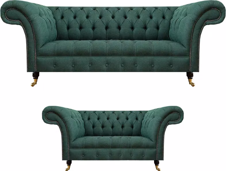Sofagarnitur Dreisitzer Sofas Komplett Grün Polstermöbel Wohnzimmer