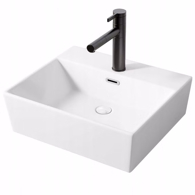 Lavabo in Vetroceramica Piastra rettangolare bianca Grande 40 X 30 cm