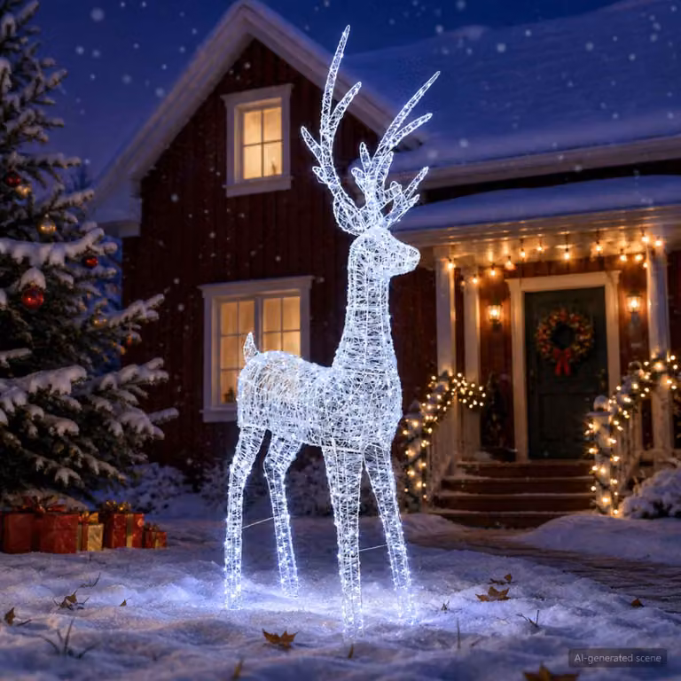 vidaXL Renna di Natale luminosa a LED 1000 LED Bianco freddo