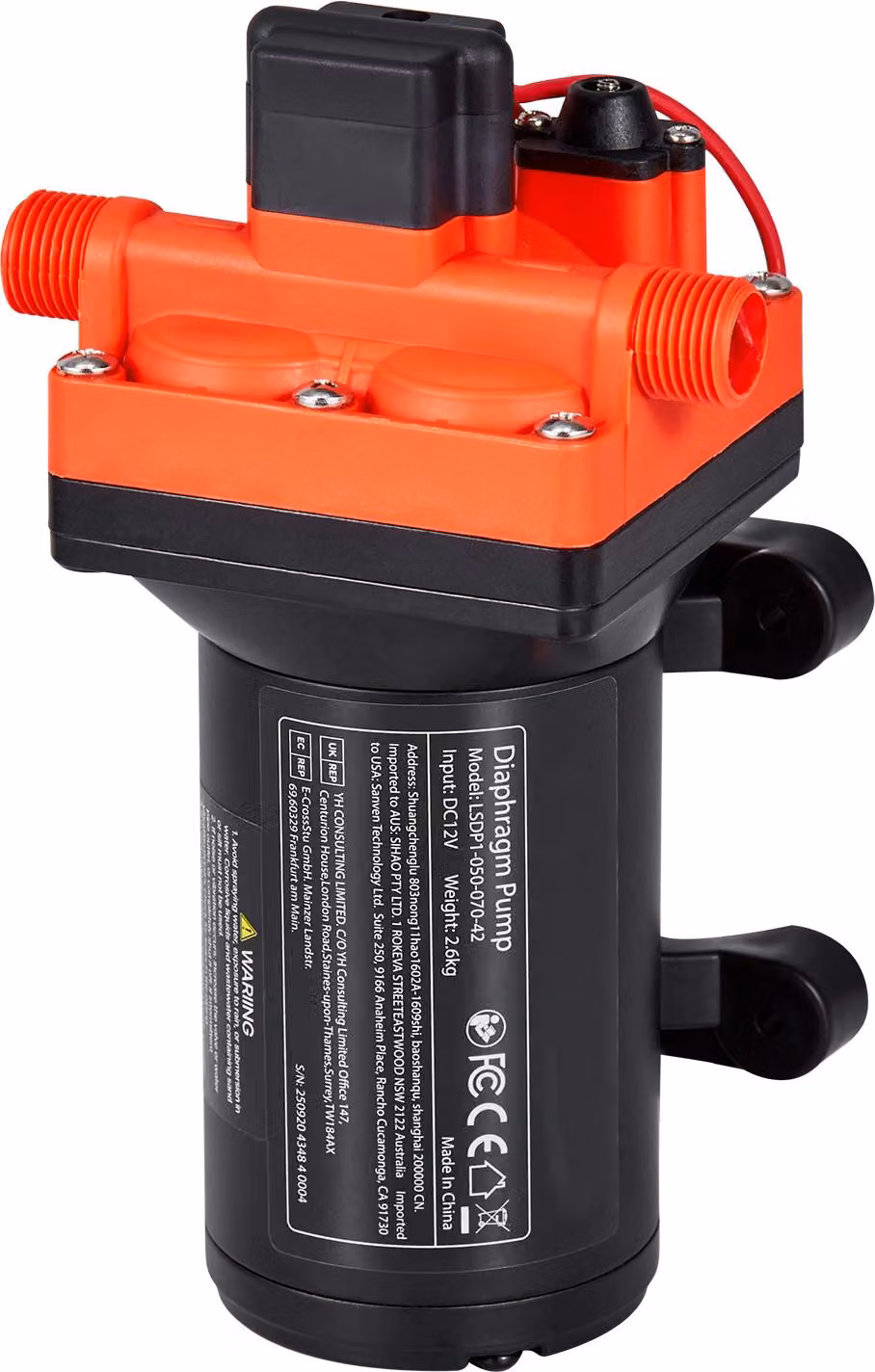 SucceBuy Pompa a membrana 12 V DC, 18,9 L/min, pompa d'acqua autoadescante a 4 camere con pressostato automatico, 4,8 bar di pressione, adatta per camper, caravan, barche, yacht e pulizia di veicoli