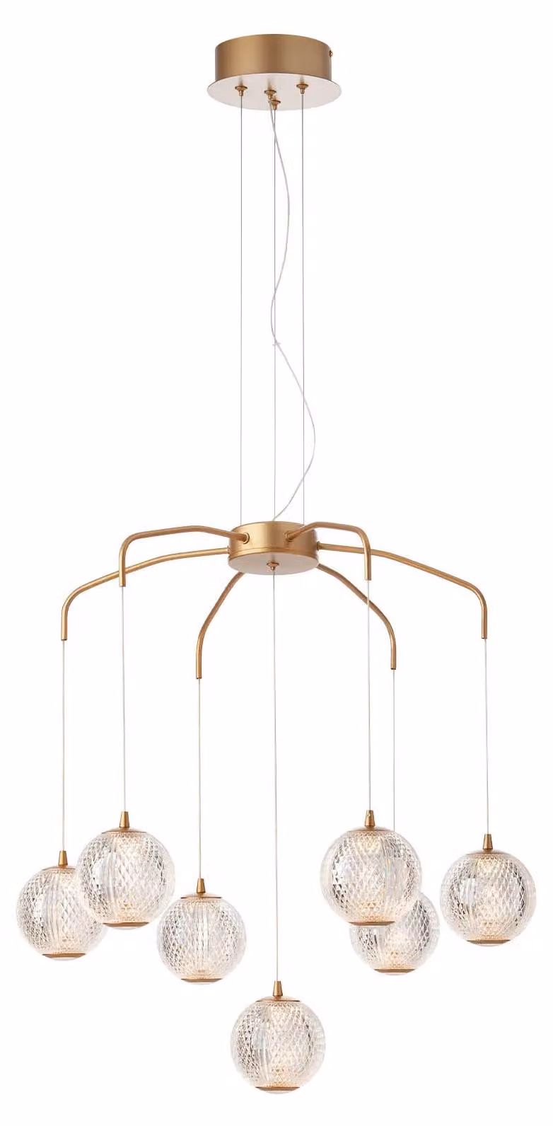 GIANET SU LED – lampada a sospensione, diametro 65 cm, altezza 151 cm – colore oro
