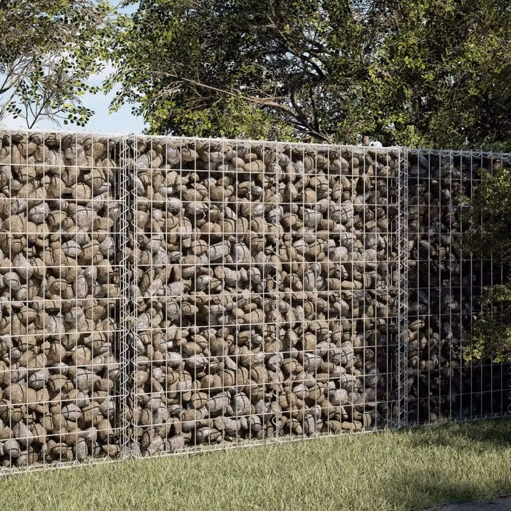 vidaXL Cesto Gabbione con Copertura in Ferro Zincato Grigio L/P/H: 100 x 50 x 100 cm