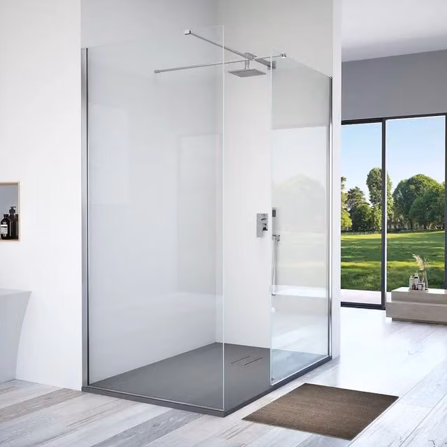 Doppia parete doccia walk-in 60x120cm con supporto a T vetro 8mm trasparente anticalcare h200 | Lazaros