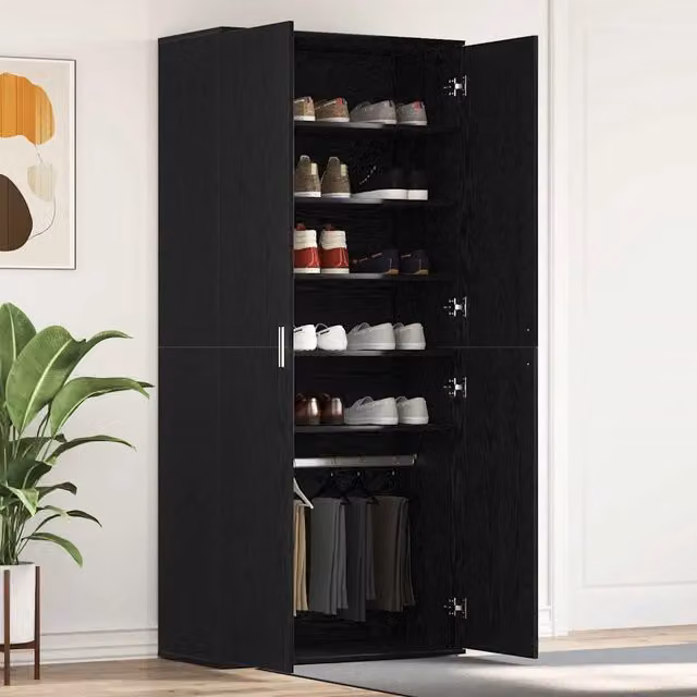 Mobile per scarpe con lo scaffale-Scarpiera Rovere Nero 80 x 39 x 178 cm