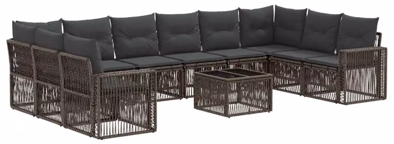 Set Divano da Giardino 11 pcs Grigio e Grigio Scuro polyrattan