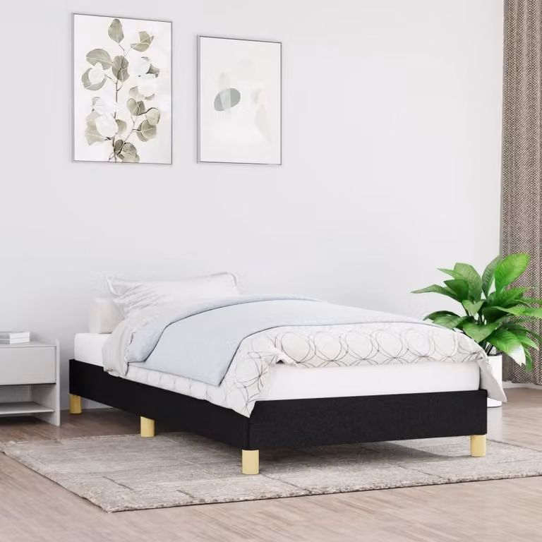 The Living Store Struttura letto nera 80x200 cm in tessuto