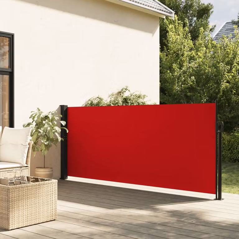 Tenda da Sole Laterale Retrattile vidaXL Rossa in Poliestere con Struttura in Alluminio, L/P/H: 600 x 140 cm