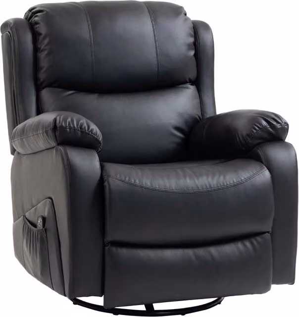 Poltrona Relax Reclinabile 87x97X100 cm con 8 Punti Massaggianti Riscaldanti e Poggiapiedi Nero