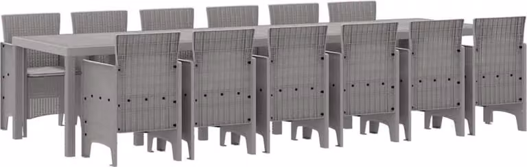 Set da Pranzo per Giardino 13 pcs Grigio chiaro Rattan Polt