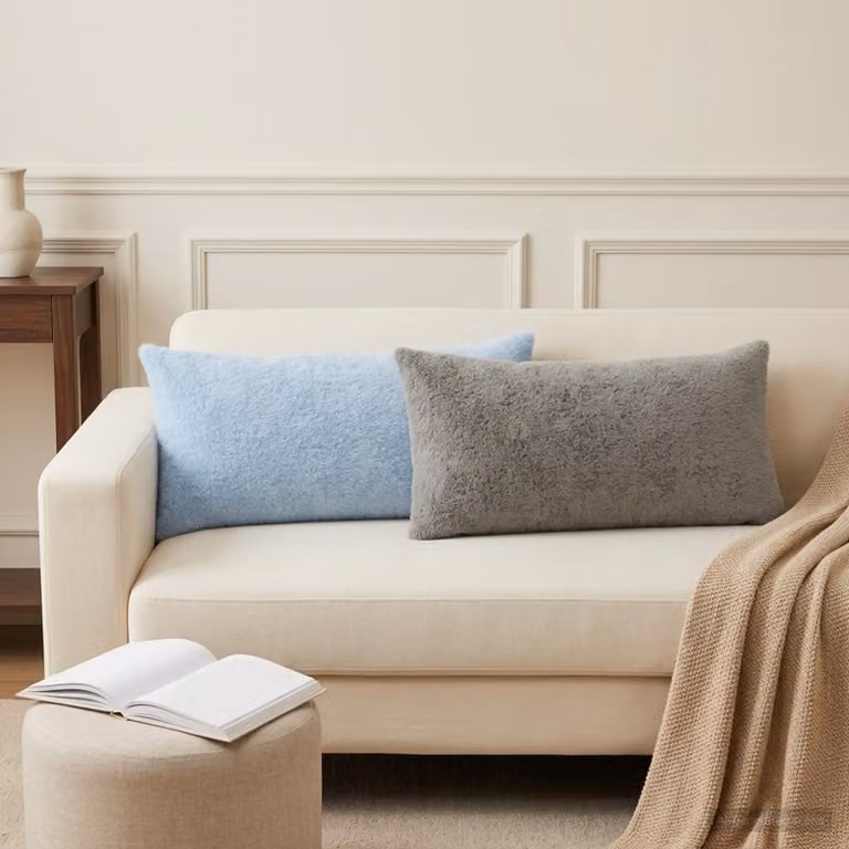 Set di 6 federe vidaXL HEERLEN in ecopelliccia grigio chiaro, L 80 cm x P 40 cm
