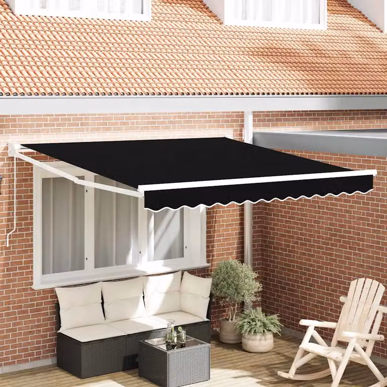 Tenda retrattile vidaXL con bracci pieghevoli in alluminio e tessuto in poliestere, Nero, L: 300 cm, P: 250 cm, H: 165 cm