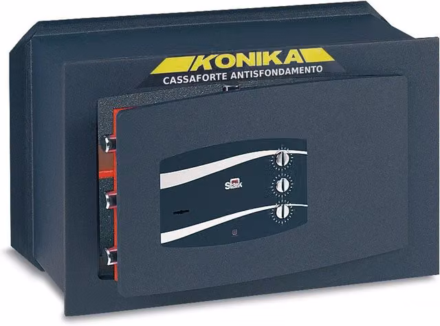 Cassaforte da muro Stark in acciaio nero con chiusura a chiave e combinatore L 42,0 cm x P 19,5 cm x H 28,0 cm