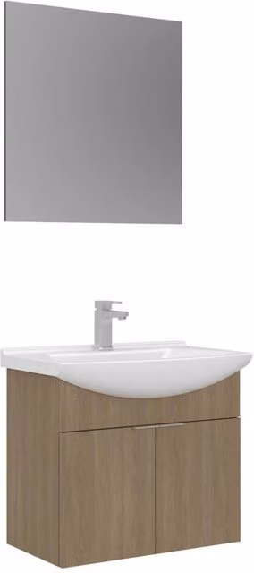Set mobile lavabo con specchio (2 pezzi) "Purus 65" - 65 x 50 x 58 cm - Rovere