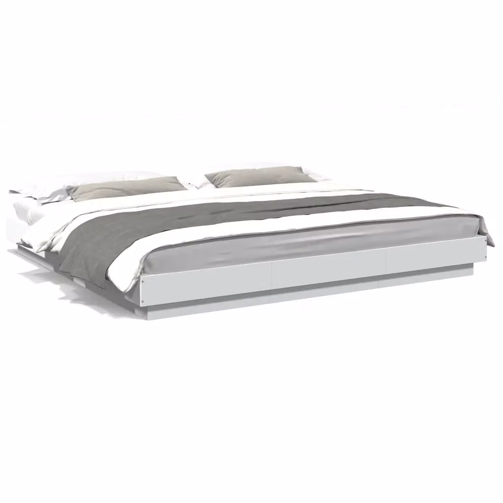 vidaXL Giroletto Bianco in Legno Multistrato con Doghe Fisse L/P/H: 200 x 200 x 23 cm – 2