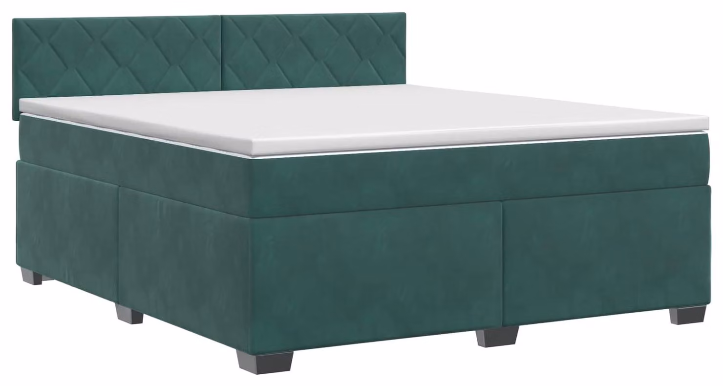 Letto a molle con materasso verde scuro 160 x 200 cm in velluto