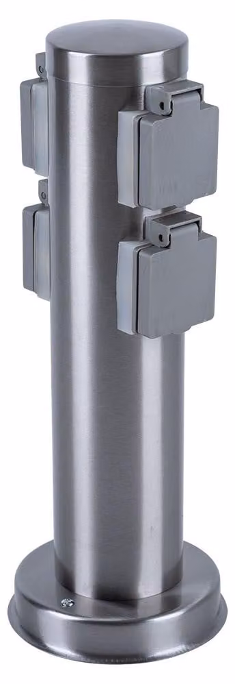 Colonna di prese, in acciaio inossidabile, con 4 prese esterne, altezza 35 cm