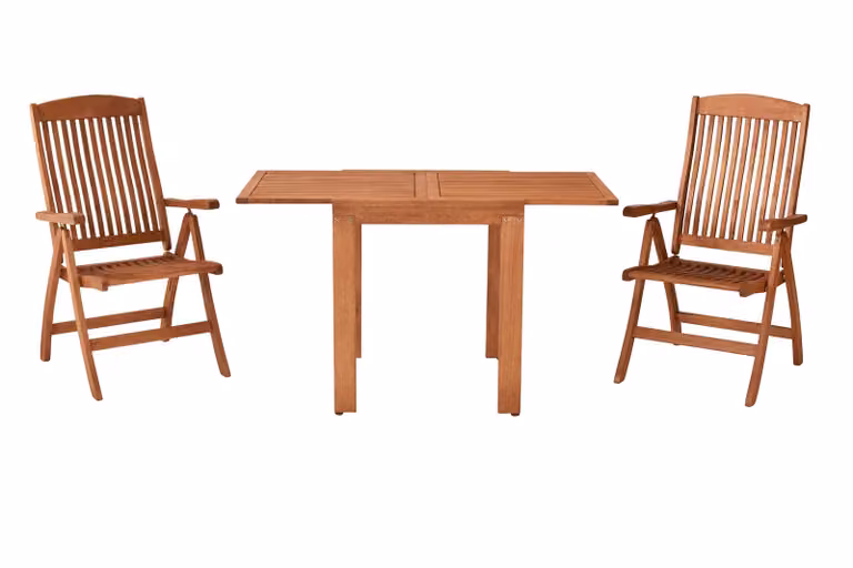 Set Maracaibo Merxx 3 pezzi - 2 sedie pieghevoli, 1 tavolo da balcone allungabile - Colore: marrone - Dimensioni: sedie: 67 x 58 x 110 Tavolo: 65 (130) x 70 x 75 cm; 2x 25214-011 + 1x 25912-011